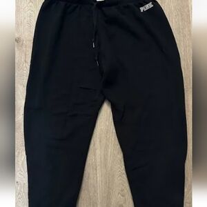 PINK Victoria's Secret Black Two Pocket Capri Flare Leg Joggers Size Large